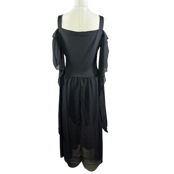 Women Maxi Dress Black Dark Fairy Grunge Lace-Up Goth Witchy Cottagecore | Small - Picture 2 of 11
